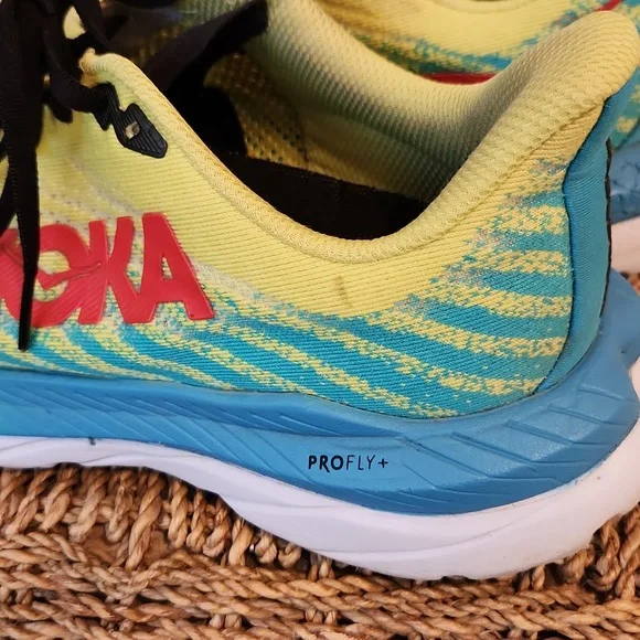 HOKA Women's Yellow and Blue Running Shoes 8.5 - Picture 9 of 10